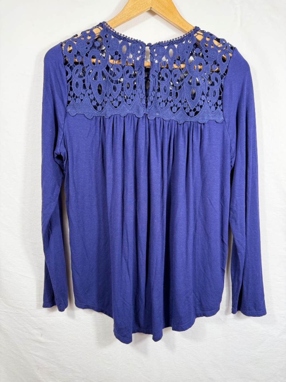 Philosophy Women's Crochet Long Sleeve Top in the color Navy Twist